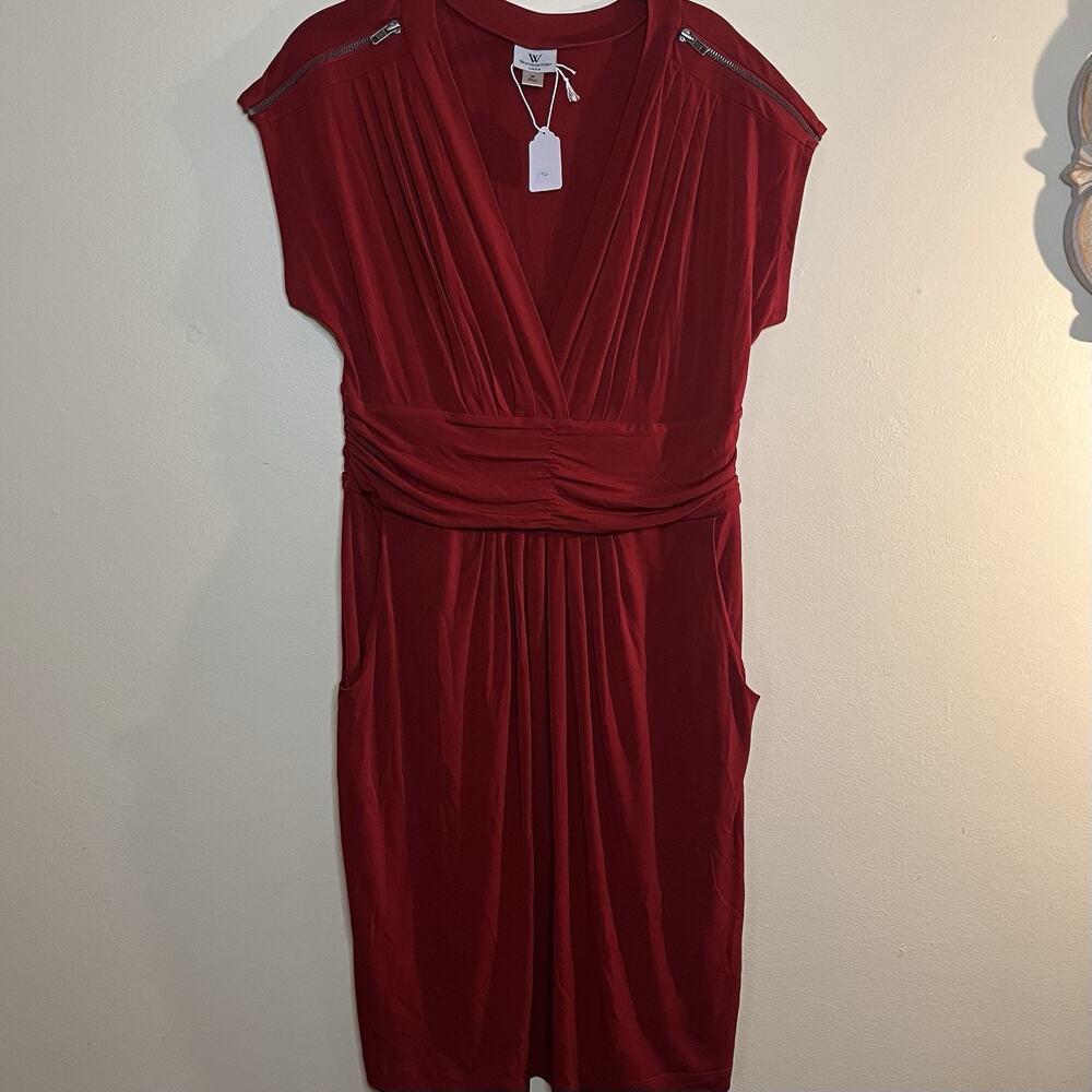 WORTHINGTON Womens Stretch Dress Dark Red Size Medium
